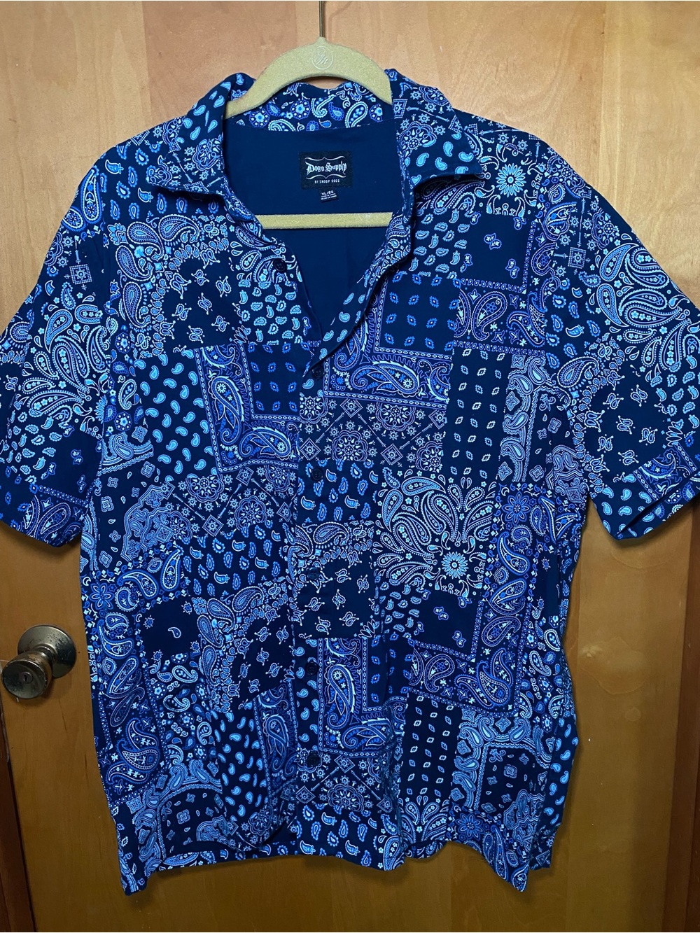 Dog Supply- Snoop Dog Men's Navy Blue Paisley Patchwork Polo Shirt